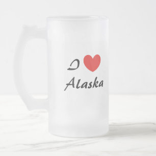 I Liebe Alaska Herztypografie Mattierte Tasse