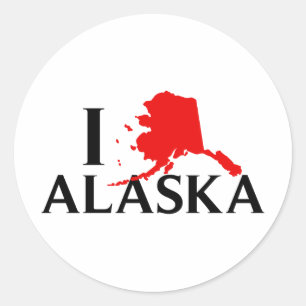 I Liebe Alaska - I Liebe AK Staat Runder Aufkleber