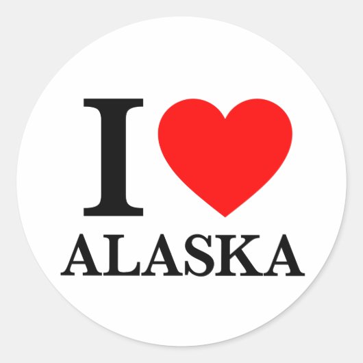 I Liebe Alaska Runder Aufkleber (Vorderseite)