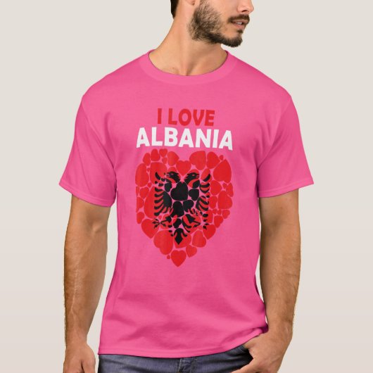 I Liebe Albanien stolz auf die albanische Flagge A T-Shirt (Vorderseite)