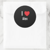 I Liebe Alex Runder Aufkleber (Tasche)