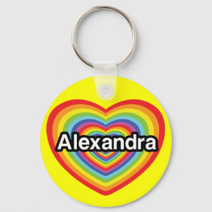 I Liebe Alexandra, Regenbogenherz Schlüsselanhänger