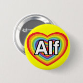 I Liebe Alf, Regenbogenherz Button (Vorne & Hinten)