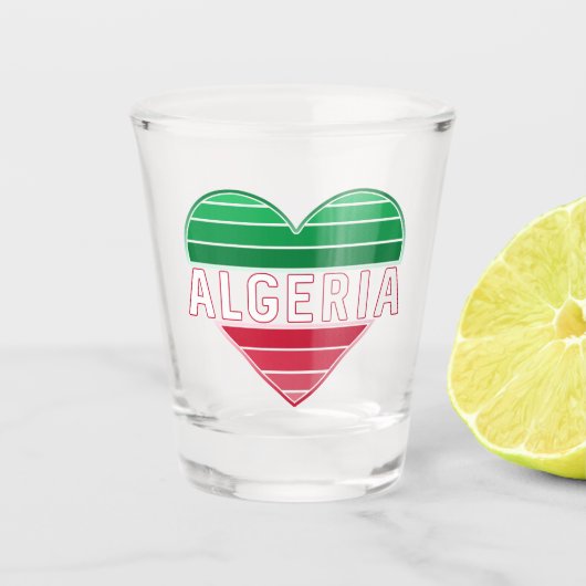 I Liebe Algerien, Algerische Herzenflaggenfarben Schnapsglas (Vorderseite)