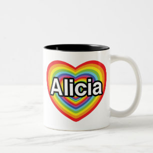 I Liebe Alicia, Regenbogenherz Zweifarbige Tasse