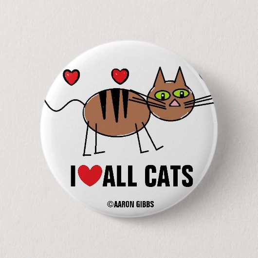 I Liebe Alle Katzen Schaltfläche Button (Vorderseite)