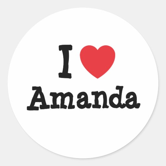 I Liebe Amanda Herzlicher T - Shirt Runder Aufkleber (Vorderseite)