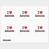 I Liebe Amanda Herzlicher T - Shirt Runder Aufkleber (Blatt)