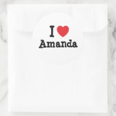 I Liebe Amanda Herzlicher T - Shirt Runder Aufkleber (Tasche)