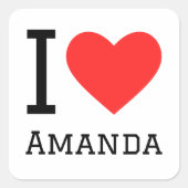 I Liebe Amanda Quadratischer Aufkleber (Vorderseite)