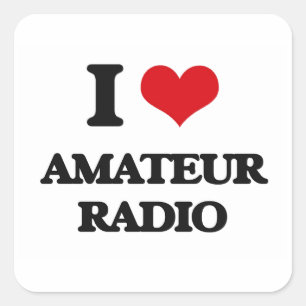 I Liebe Amateur Radio Quadratischer Aufkleber
