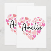 I Liebe Amelia Dankeskarte (Vorne/Hinten)