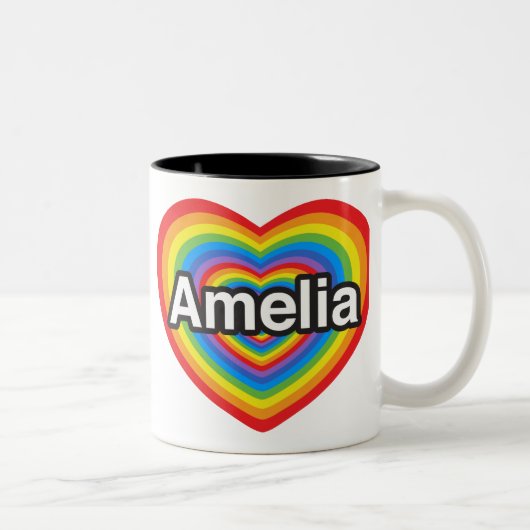 I Liebe Amelia. Liebe I Sie Amelia. Herz Zweifarbige Tasse (Rechts)