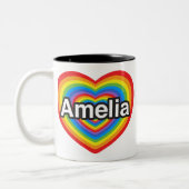 I Liebe Amelia. Liebe I Sie Amelia. Herz Zweifarbige Tasse (Links)