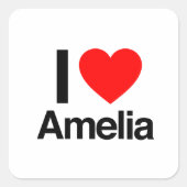 i Liebe amelia Quadratischer Aufkleber (Vorderseite)