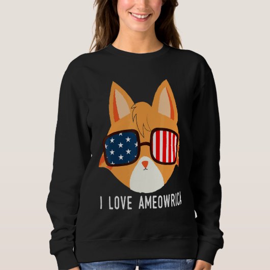 I Liebe Ameowrica American Orange Tabby Cat Sweatshirt (Vorderseite)