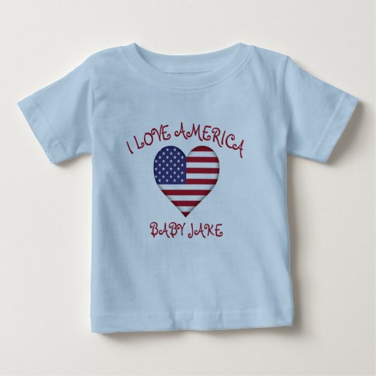 I Liebe America Flag hinzufügen Babyname Baby T-shirt (Vorderseite)