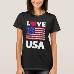 I Liebe America USA Flaggen Illustration Graphic D T-Shirt