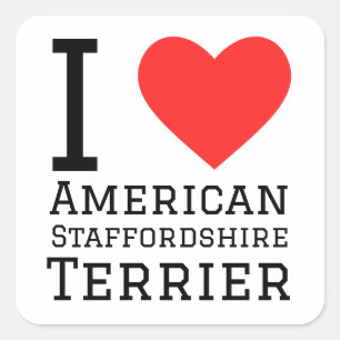 I Liebe American Staffordshire Terrier Quadratischer Aufkleber