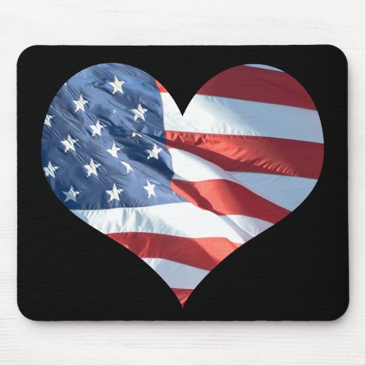 I Liebe Amerika - Heart Shaped American Flag Mousepad (Vorne)