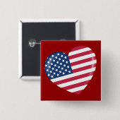 I Liebe Amerika - Herz des patriotischen Button (Vorne & Hinten)