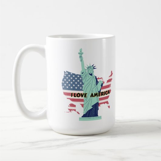 I Liebe Amerika - Liberty & Pride T - Shirt Kaffeetasse (Links)
