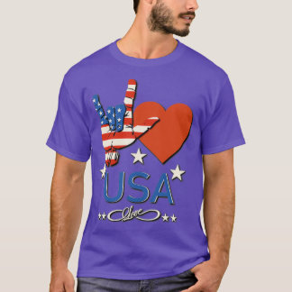 I Liebe Amerika Liebe Zeichen und Flagge der USA T-Shirt