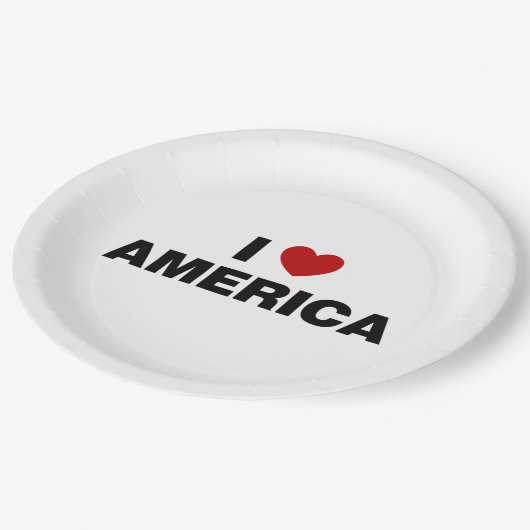 I Liebe Amerika Pappteller (Schrägansicht)