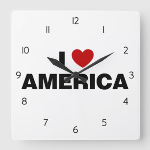 I Liebe Amerika Quadratische Wanduhr