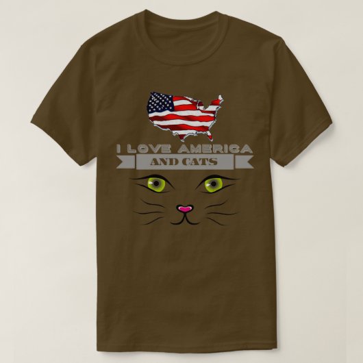 I Liebe Amerika und Katzen 4. Juli T-Shirt (Design vorne)