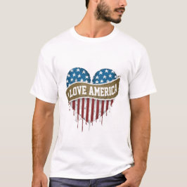 I Liebe Amerika US Flagge Herz T-Shirt