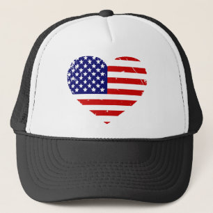 I Liebe-Amerikagrunge-Herz-Fernlastfahrer-Hut Truckerkappe