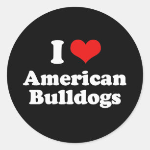 I Liebe-Amerikaner-Bulldoggen Runder Aufkleber