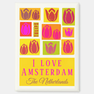 I Liebe Amsterdam farbige Tulpenmuster Magnet