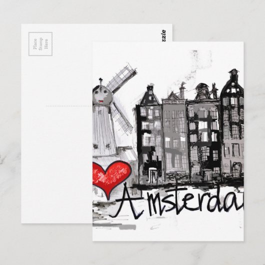 I Liebe Amsterdam Postkarte (Vorne/Hinten)