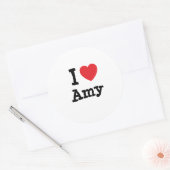 I Liebe Amy heart T - Shirt Runder Aufkleber (Umschlag)