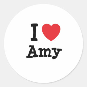 I Liebe Amy heart T - Shirt Runder Aufkleber