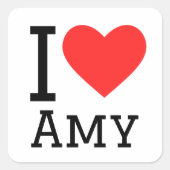 I Liebe Amy Quadratischer Aufkleber (Vorderseite)