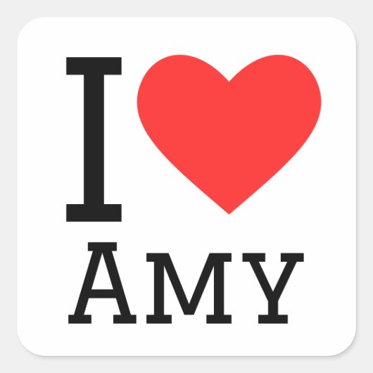 I Liebe Amy Quadratischer Aufkleber (Vorderseite)