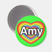 I Liebe Amy, Regenbogenherz Magnet (Vorderseite/Rückseite)