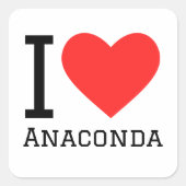 I Liebe Anaconda Quadratischer Aufkleber (Vorderseite)