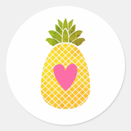 I Liebe Ananas Runder Aufkleber (Vorderseite)