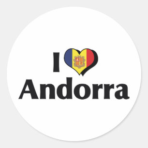 I Liebe Andorra Flag Runder Aufkleber
