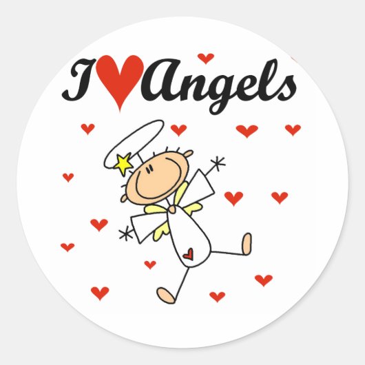 I Liebe Angels T - Shirt und Geschenke Runder Aufkleber (Vorderseite)