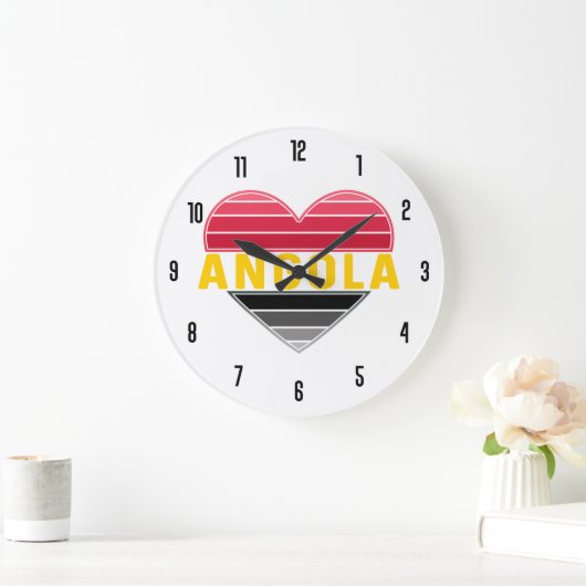 I Liebe Angola, Angola Große Wanduhr (Zuhause)