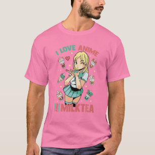 I Liebe Anime and Milk Tee - Niedlich Kawaii - Mat