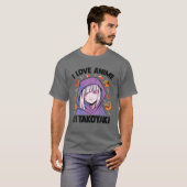 I Liebe Anime and Takoyaki - Kawaii Blushing Otaku T-Shirt (Vorne ganz)