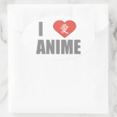 I Liebe Anime Ovaler Aufkleber (Tasche)