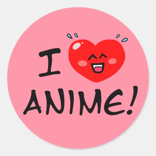 I Liebe Anime Runder Aufkleber (Vorderseite)