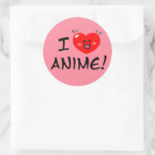 I Liebe Anime Runder Aufkleber (Tasche)